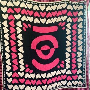 Pink and White Heart Pattern Scarf
